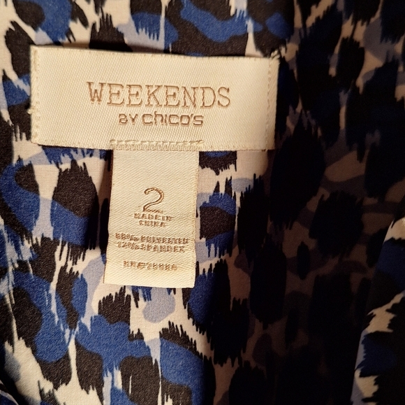 Chicos Weekends Animal Print Full Zip Sleeveless Vest Ladies 2 Comfy Exotic - Picture 3 of 4